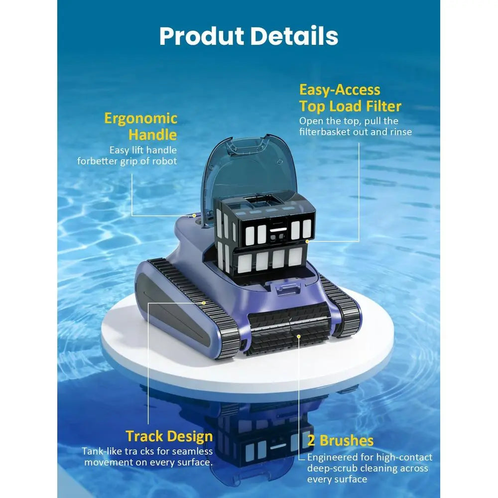 Robot nettoyeur de piscine filaire, aspirateur robot pour piscines enterrées (mise à jour 2026), nettoyage automatique des parois et de la ligne d'eau.