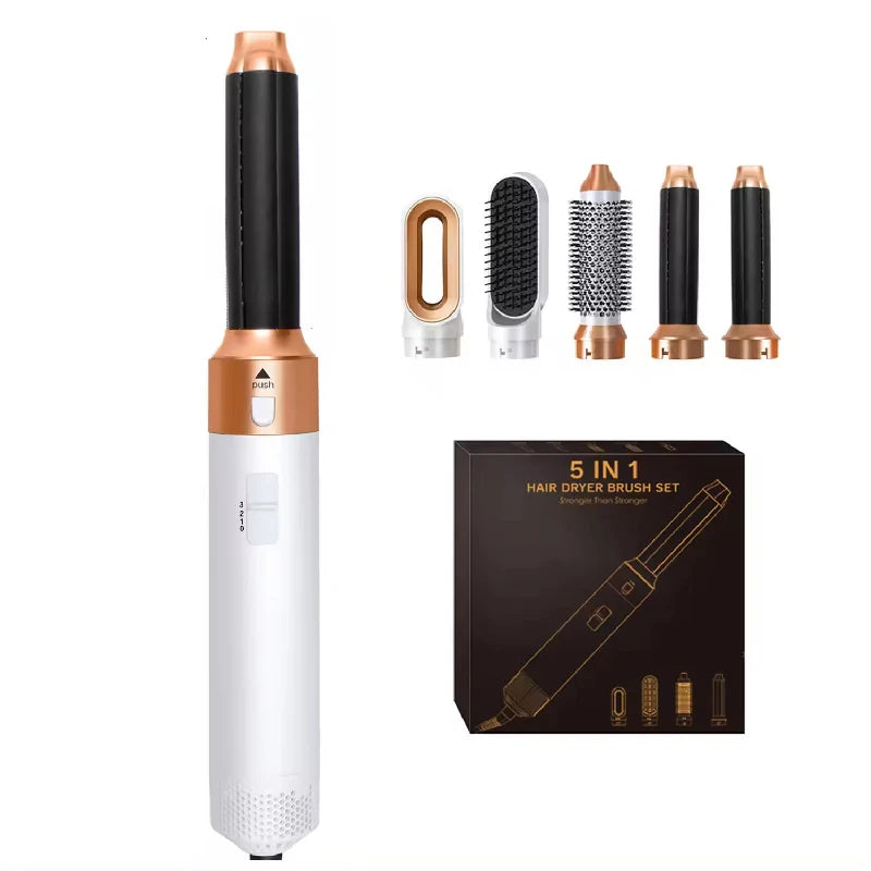 Sèche-cheveux 5 en 1, peigne électrique, brosse lissante à ions négatifs, brosse soufflante, kit de brosses amovibles