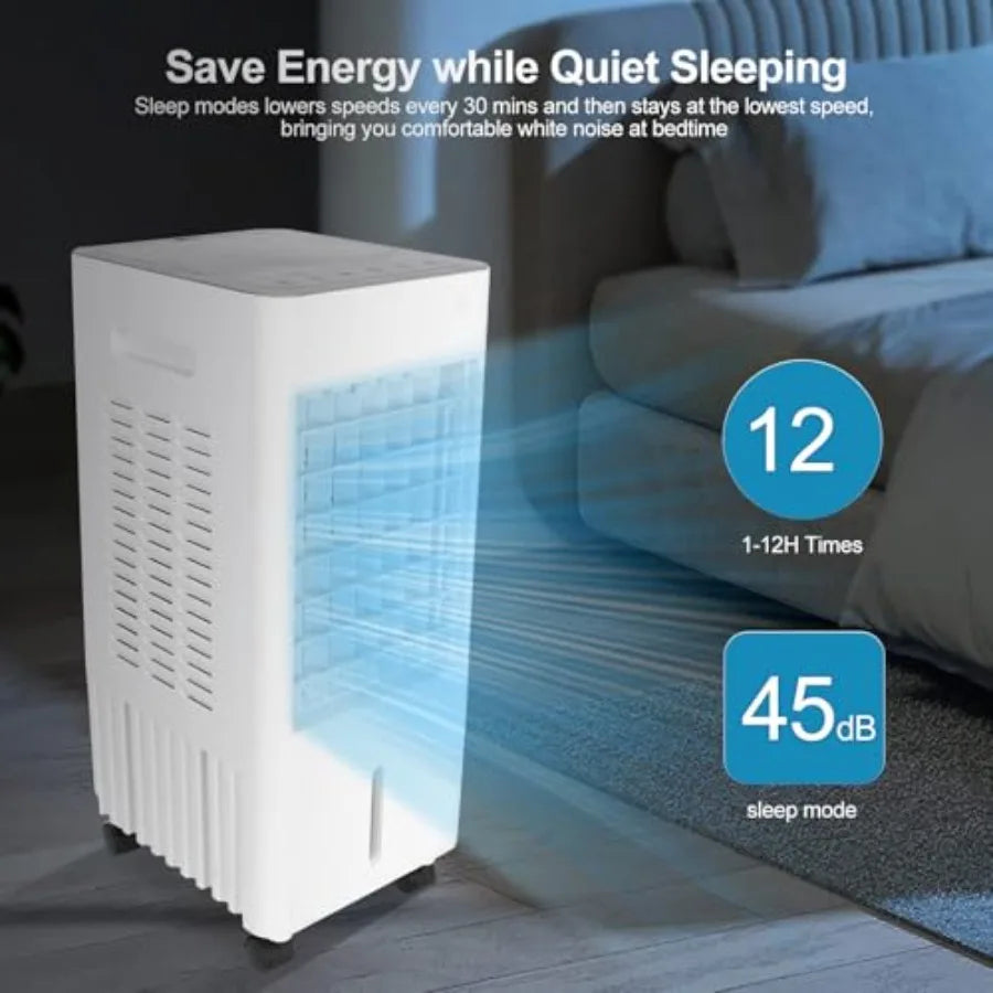 Climatiseur Mobile Silencieux | 4 Modes, 3 Vitesses, Télécommande et Minuterie 7,5 h