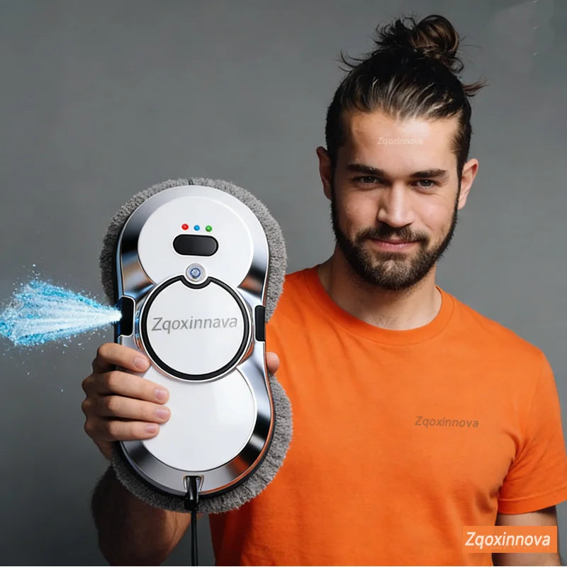 Robot aspirateur de vitres à jet d'eau avec réservoir, aspirateur intelligent pour vitres et murs, machine de nettoyage en une seule touche.