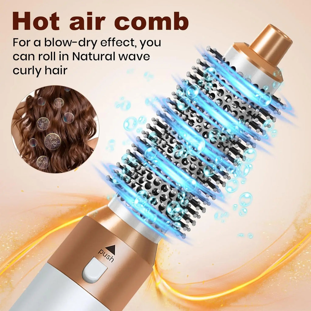 Brosse à air chaud et sèche-cheveux 5 en 1, 110 000 tr/min, ions négatifs, bouclage et lissage