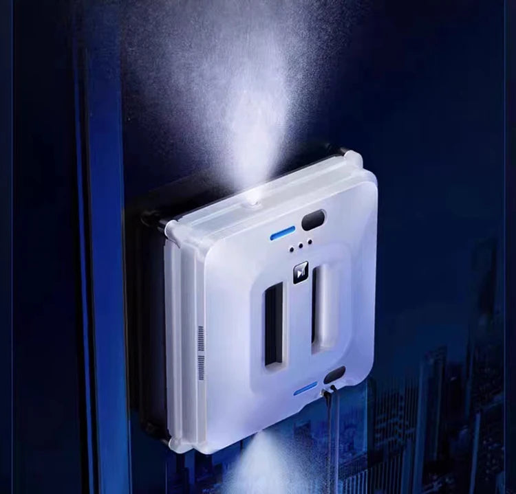 Robot nettoyeur de vitres à double jet d'eau, aspiration puissante automatique, système anti-chute pour le lavage des vitres extérieurs, télécommande
