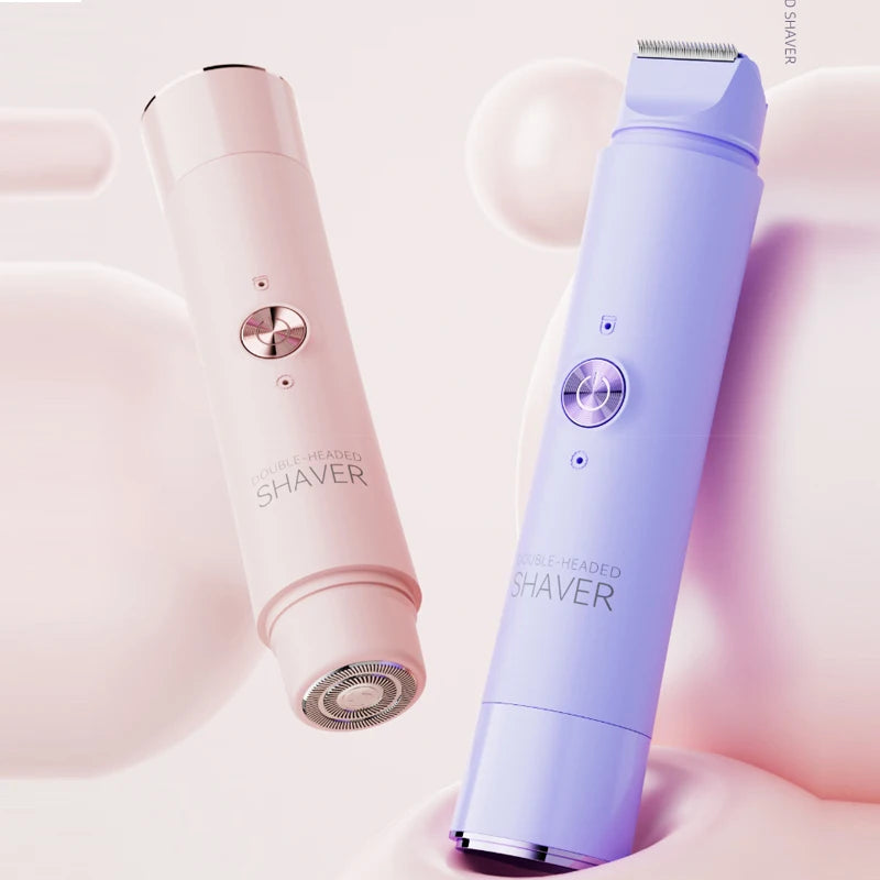 Rasoir électrique femme rotatif, double lame, rechargeable, usage corps et visage