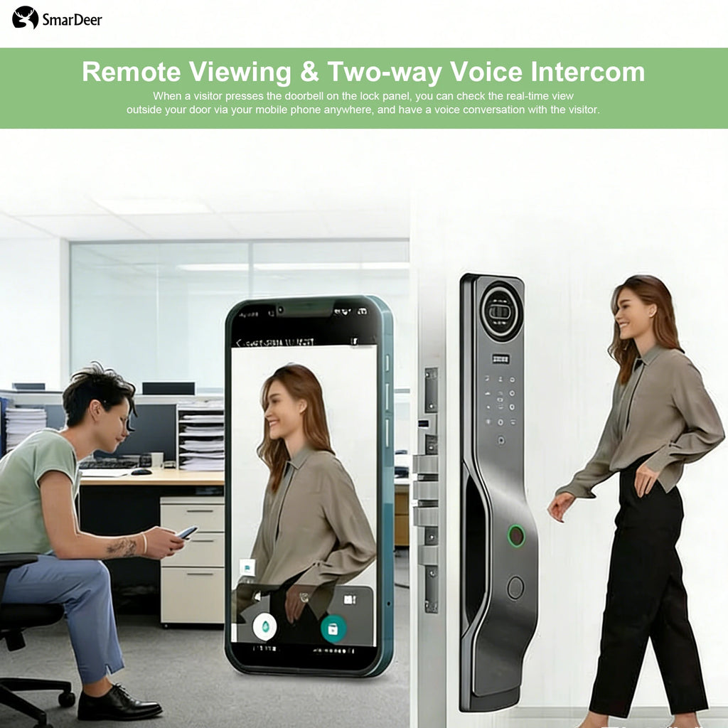 Serrure de porte intelligente Tuya avec reconnaissance faciale 3D, interphone vocal, vidéosurveillance, serrure électronique antivol pour la maison
