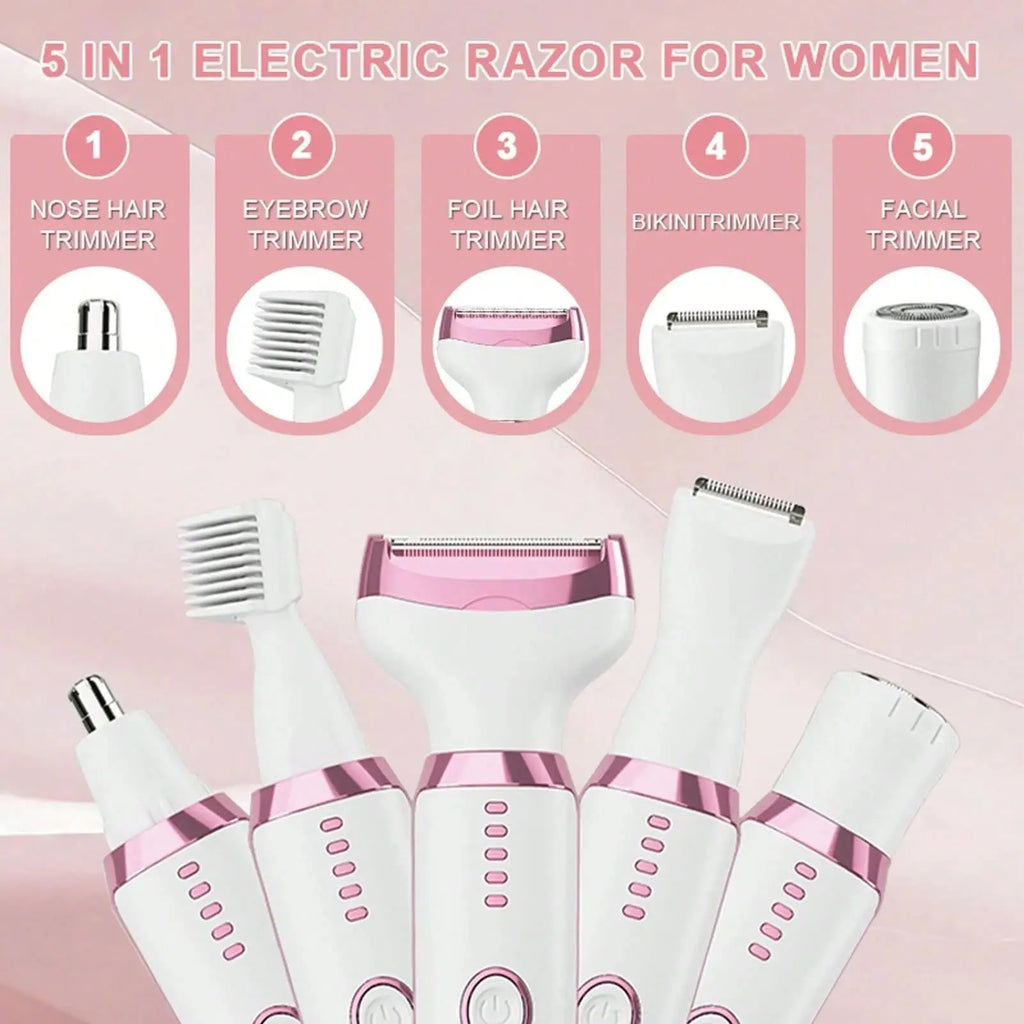 Épilateur Femme 5-en-1 Rechargeable | Rasoir Jambes et Aisselles avec Lames Inox et Écran LED