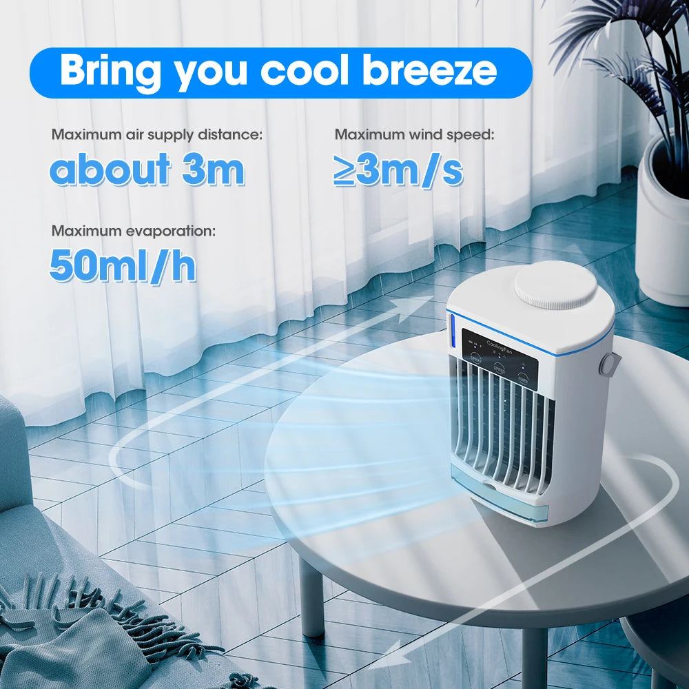 Rafraîchisseur d'Air Portable | Climatiseur Compact Rechargeable avec Brumisateur et Humidificateur