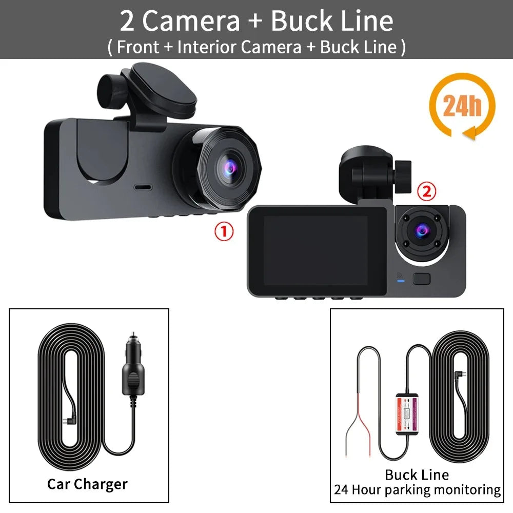 Caméra embarquée pour voiture, enregistreur vidéo HD 1080p, boîtier noir DVR à double objectif avec caméra de recul pour véhicule