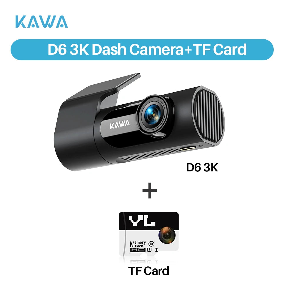 Caméra embarquée KAWA D6-3K type cachée, WiFi, H.265, supercondensateur, 256 Go max