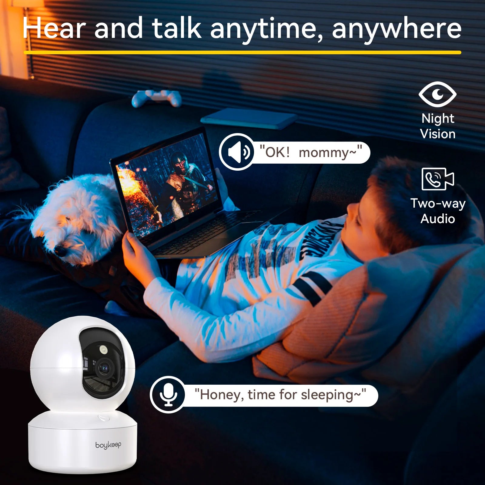 Caméra de Surveillance BoyKeep 3 MP | Wi-Fi 5G/2,4 GHz, Détection de Mouvement et Suivi Intelligent