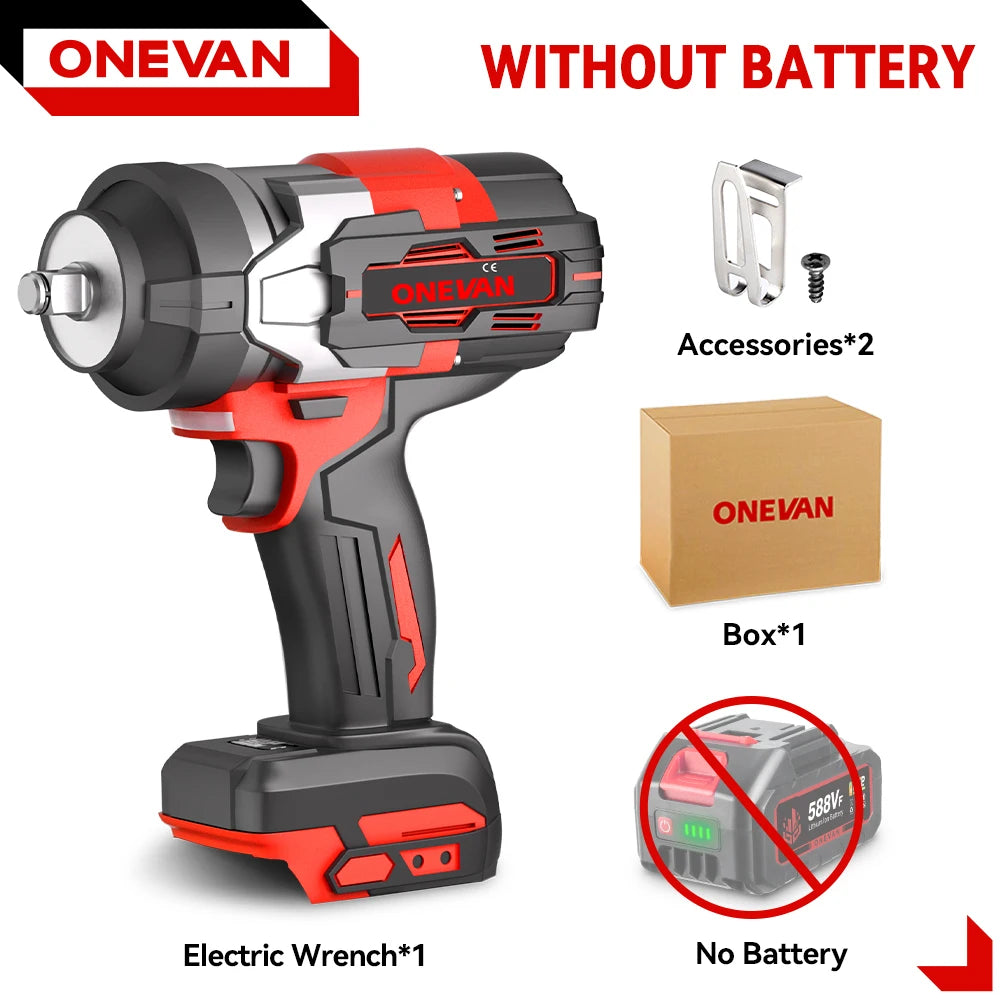 Clé à Chocs Électrique ONEVAN | 2800 N.m, Moteur Sans Balais, Outil Auto Compatible Makita