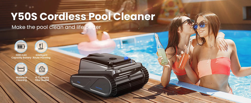 Vastorm 2026 Robot nettoyeur de piscine Y50S amélioré : autonomie de 130 minutes, stationnement automatique, puissant, sans fil, nettoyage automatique des sols et des parois.