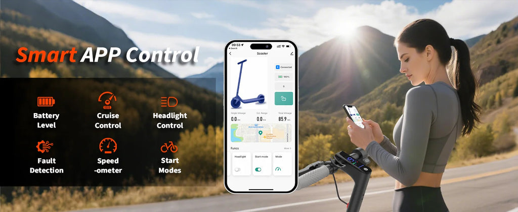 Trottinette électrique AOVOPRO ES80 350W, batterie 10,5 Ah, vitesse maximale de 30 km/h, contrôle via application intelligente, autonomie maximale de 34 km, pliable, pour adultes