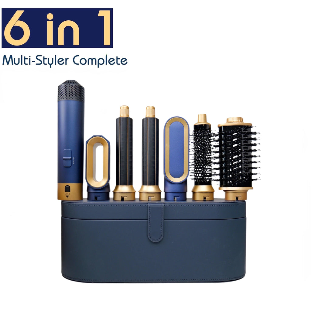 Sèche-cheveux multifonction 6 en 1 au design innovant : styler 6 en 1 avec fer à boucler et brosse à air chaud.