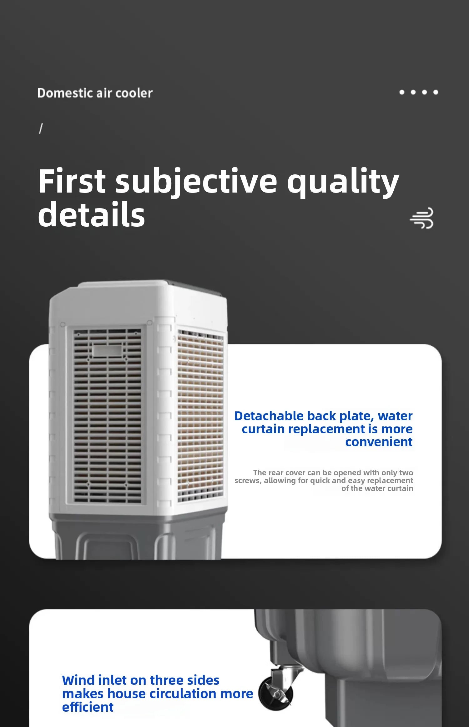 Ventilateur de climatisation à circulation d'évaporation pour réfrigérateur industriel, grand format, avec ajout d'eau fraîche. Utilisation commerciale.