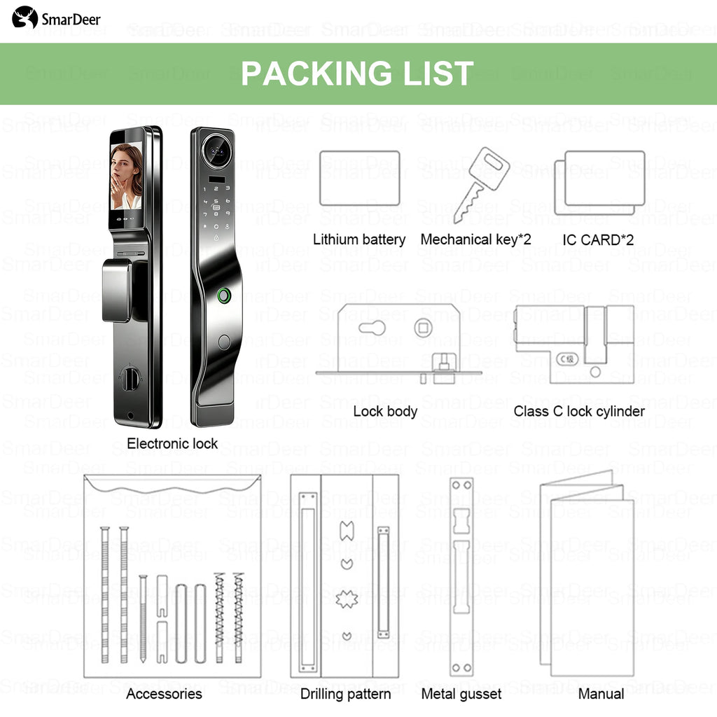 Serrure de porte intelligente Tuya avec reconnaissance faciale 3D, interphone vocal, vidéosurveillance, serrure électronique antivol pour la maison