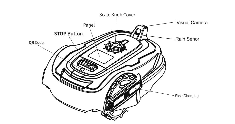 Tondeuse à gazon robotisée Upgarde sans câble périphérique, contrôle par application, capteur visuel, tondeuse robotisée intelligente pour une surface de 1000 m².