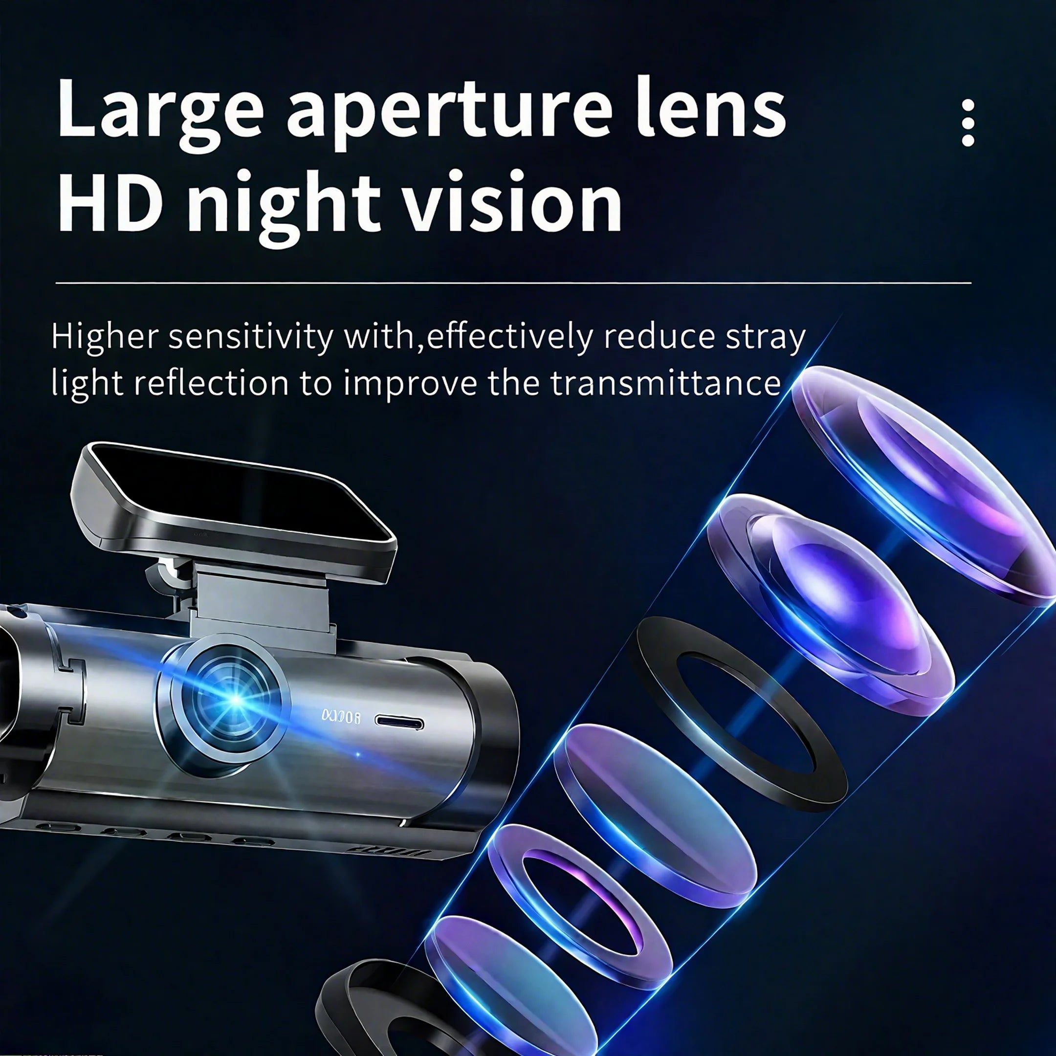 Caméra embarquée pour voiture 1080p avec enregistreur vidéo DVR, double caméra avant et intérieure, enregistrement en boucle et surveillance WiFi.