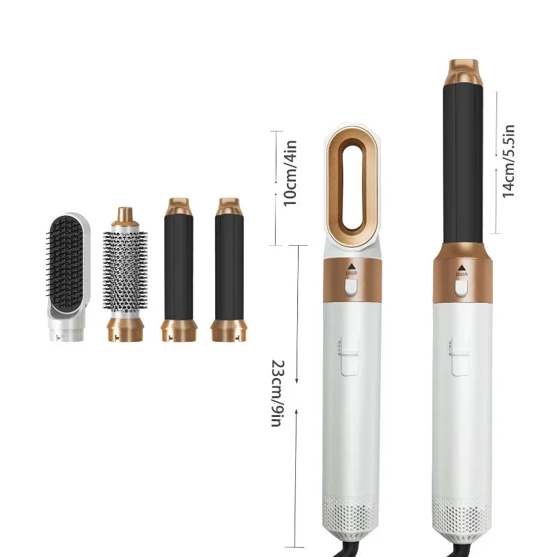 Sèche-cheveux 5 en 1, peigne électrique, brosse lissante à ions négatifs, brosse soufflante, kit de brosses amovibles