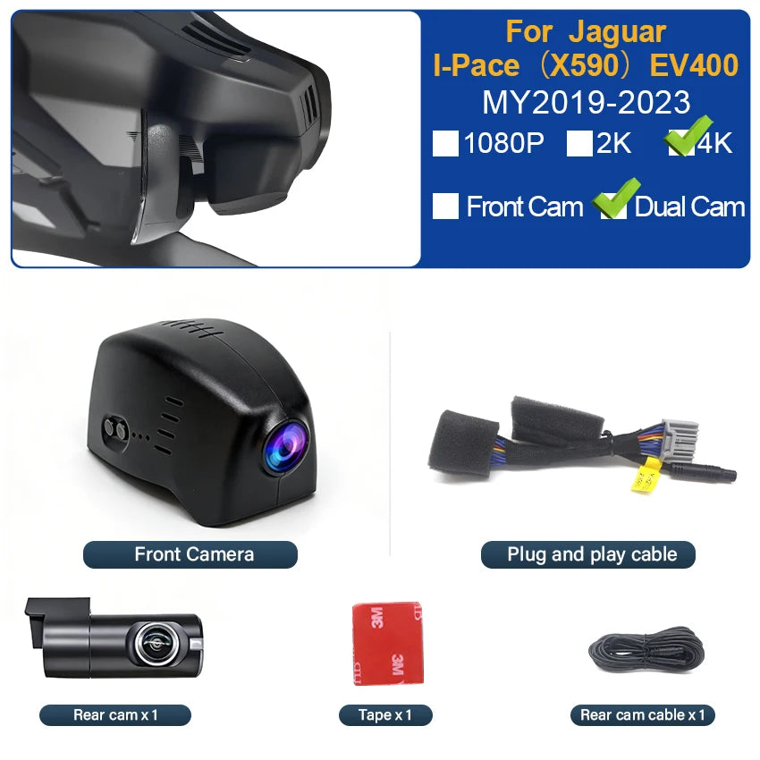 Caméra embarquée pour Jaguar L-Pace et I-Pace (X590) 2019-2023 : installation facile, enregistrement vidéo haute qualité 4K 2160p.