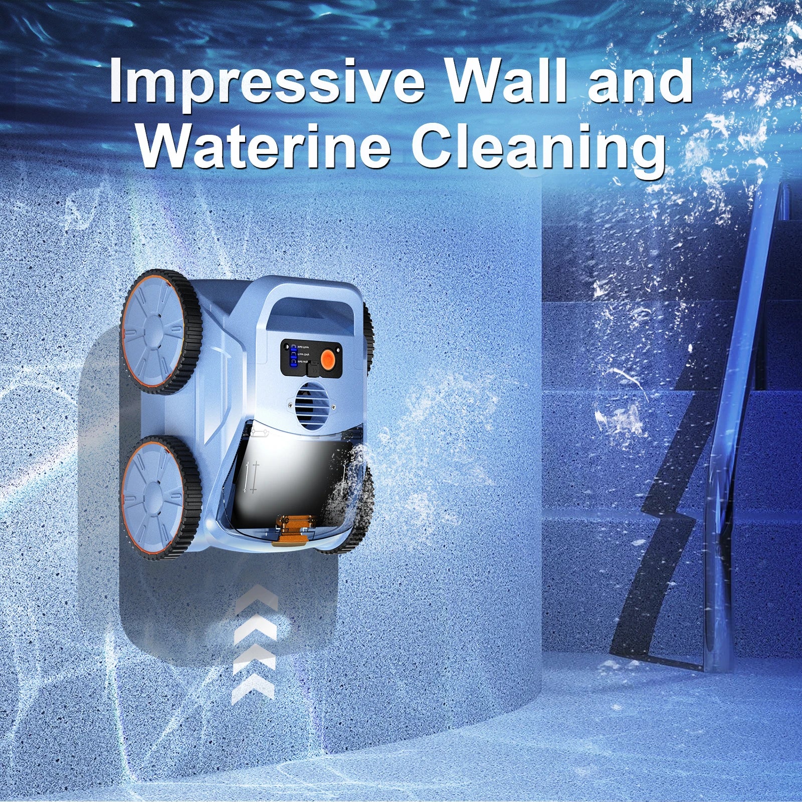 Aspirateur de piscine avec une autonomie jusqu'à 180 minutes, robot nettoyeur de piscine hors sol pour piscines enterrées jusqu'à 185 m² (2000 pi²).