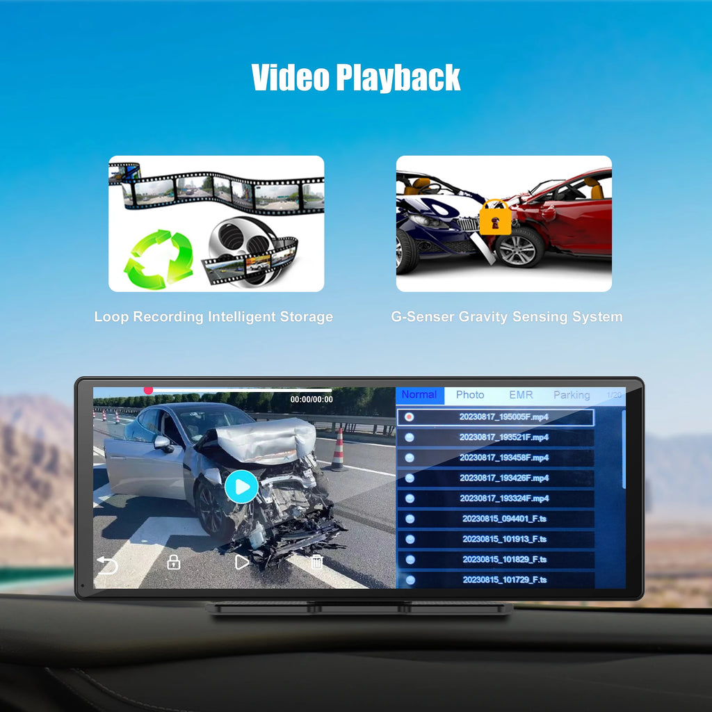 Moniteur Voiture 11,3" 4K | CarPlay Sans Fil, Android Auto, DVR, GPS et Caméra de Recul