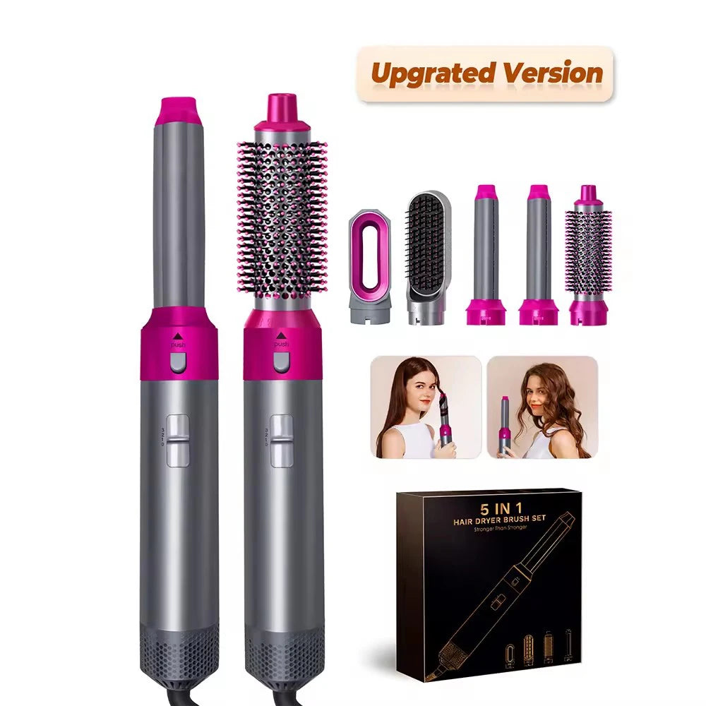 Sèche-cheveux 5 en 1, peigne électrique, brosse lissante à ions négatifs, brosse soufflante, kit de brosses amovibles