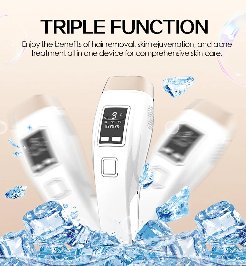 Épilateur laser/IPL Vancostar, 999 900 flashs, épilation/rajeunissement/acné 3 en 1, refroidissement, CE/FCC