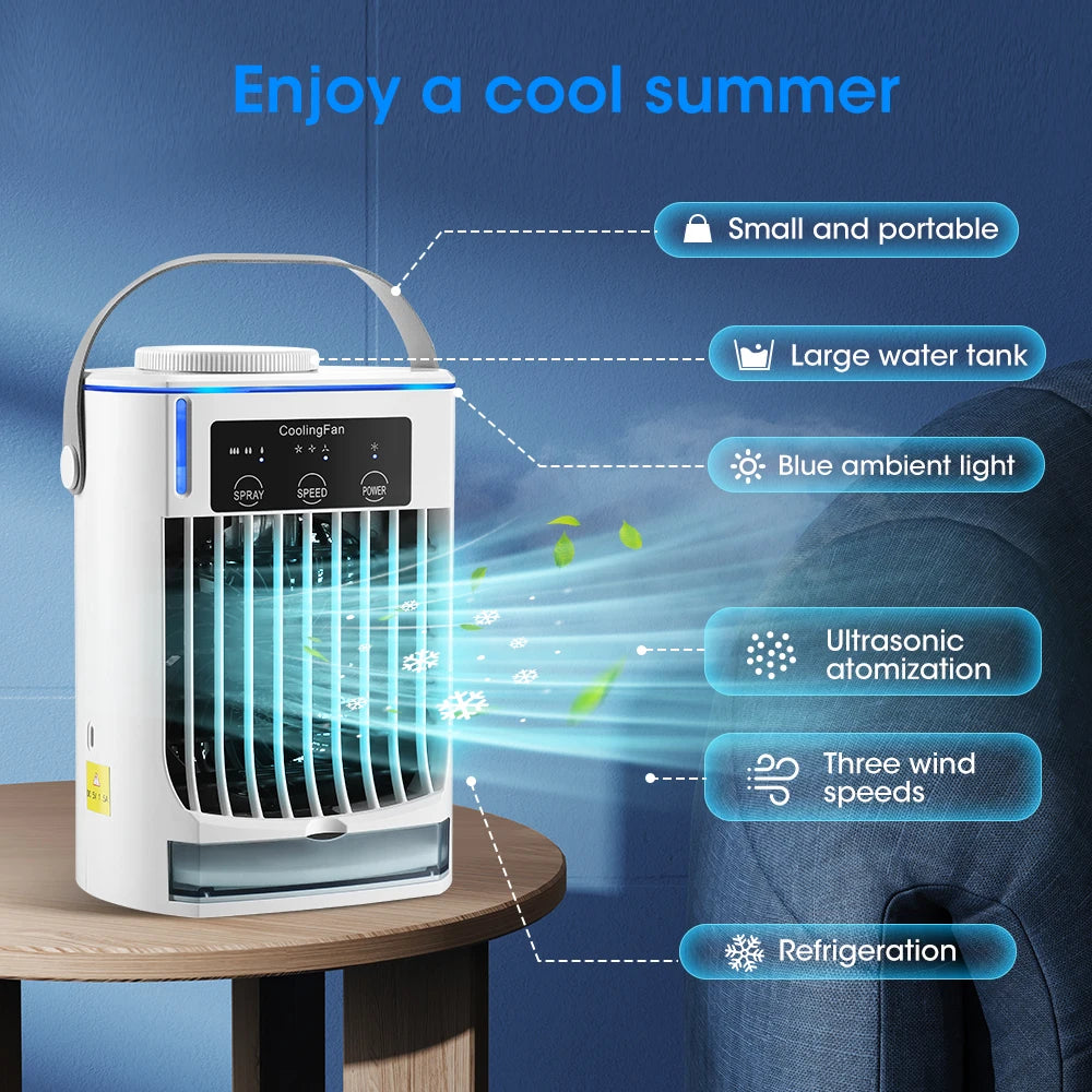 Rafraîchisseur d'Air Portable | Climatiseur Compact Rechargeable avec Brumisateur et Humidificateur