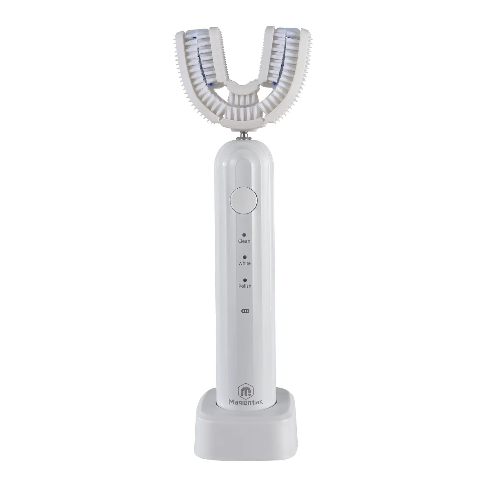 Brosse à dents électrique ultrasonique en forme de U pour adultes, nettoyage à 360°, chargement sans fil, étanche IPX7, en nylon.