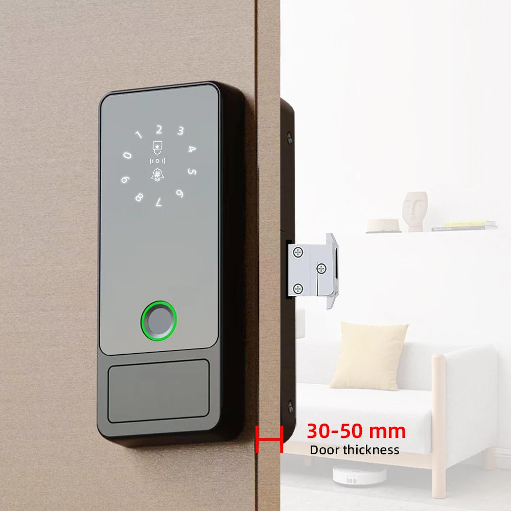 Serrure Intelligente RAYKUBE G18 pour Porte Vitre | Tuya, Empreinte Digitale, Carte et Mot de Passe