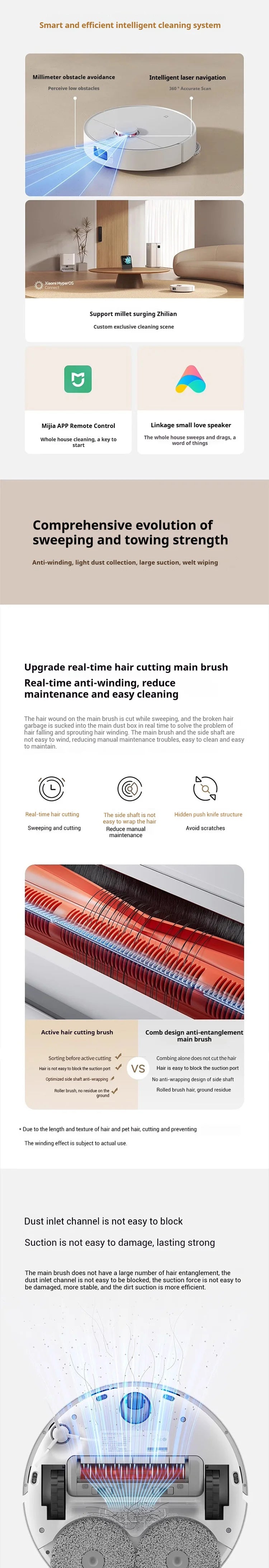 Robot aspirateur XIAOMI MIJIA H40 : nettoyage intelligent de la maison, balayage rotatif haute vitesse, aspiration cyclonique 10 000 Pa, laser LDS