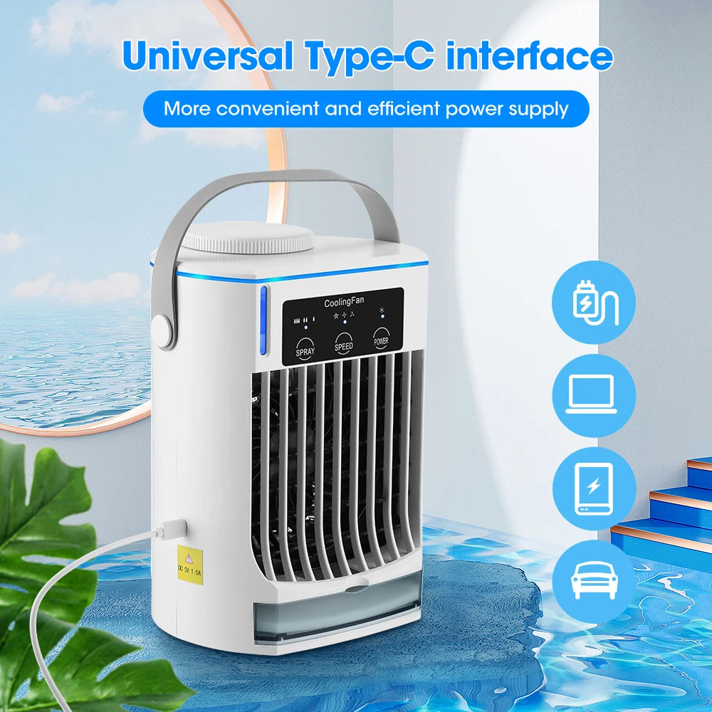 Rafraîchisseur d'Air Portable | Climatiseur Compact Rechargeable avec Brumisateur et Humidificateur