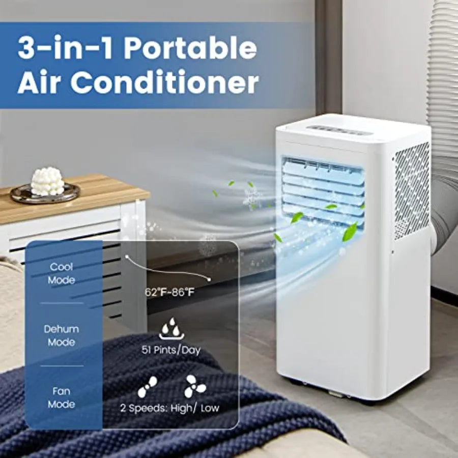 Climatiseur Mobile Silencieux | 3-en-1 avec Refroidissement, Ventilateur et Déshumidificateur