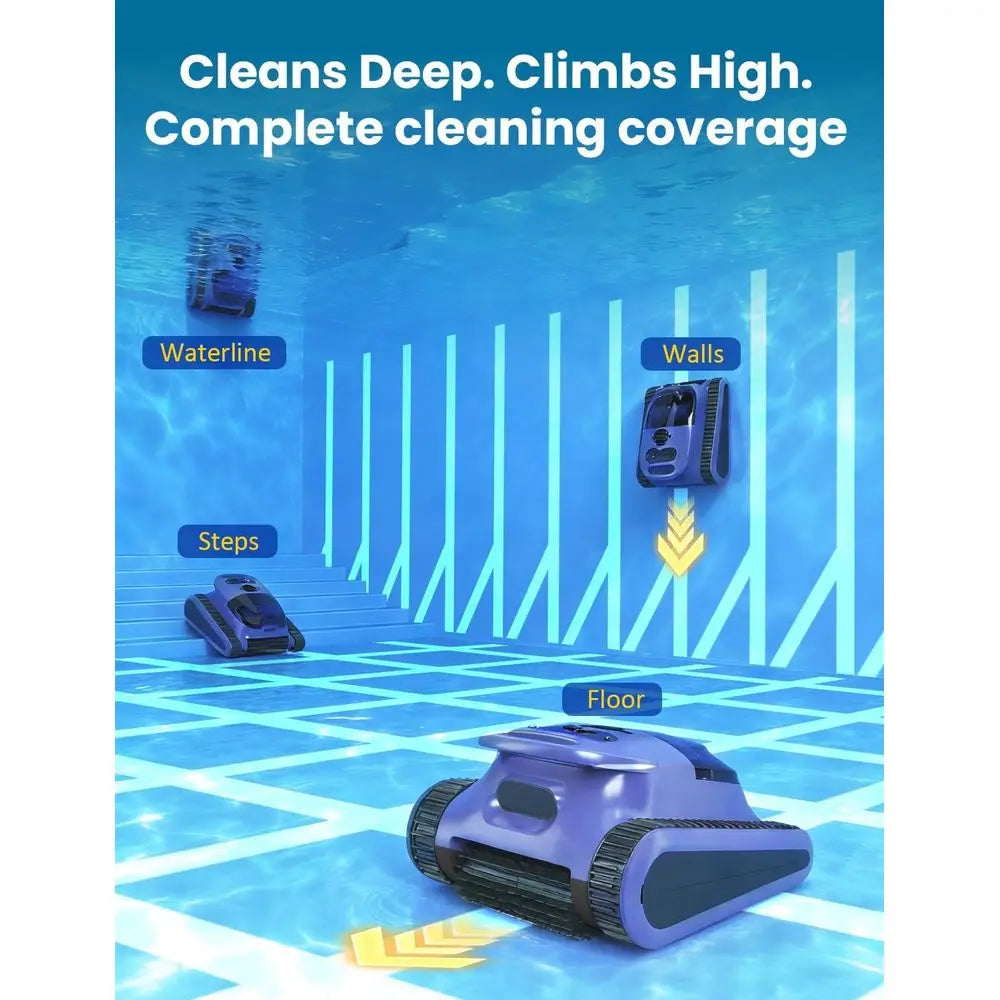 Aspirateur de piscine automatique avec sonar de navigation pour piscines enterrées, autonomie de 180 minutes, couvre jusqu'à 2100 pi² (2026
