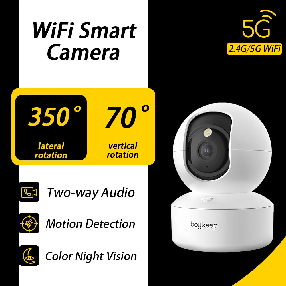 Caméra de Surveillance BoyKeep 3 MP | Wi-Fi 5G/2,4 GHz, Détection de Mouvement et Suivi Intelligent