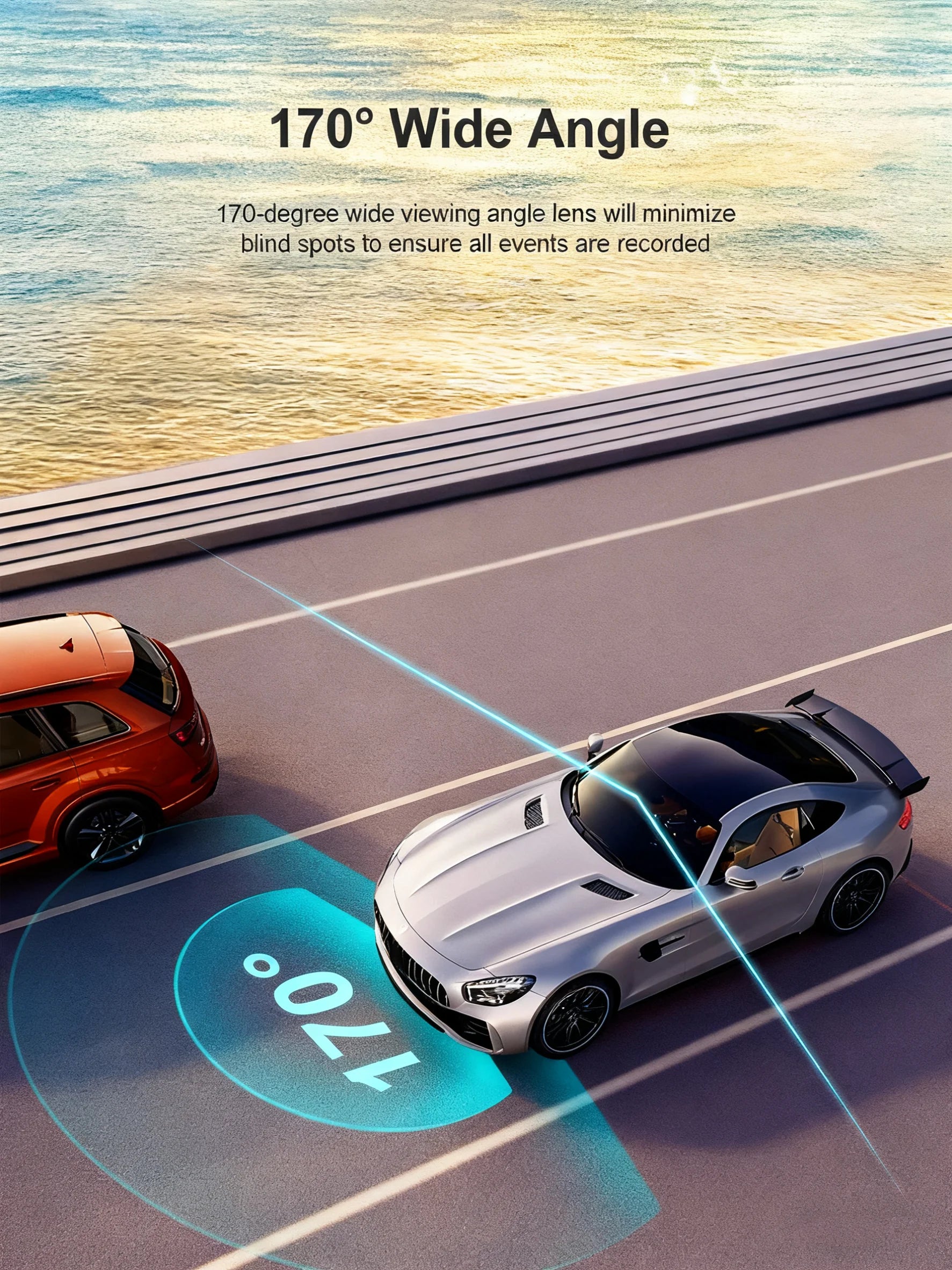 Caméra embarquée pour voiture 1080p avec enregistreur vidéo DVR, double caméra avant et intérieure, enregistrement en boucle et surveillance WiFi.