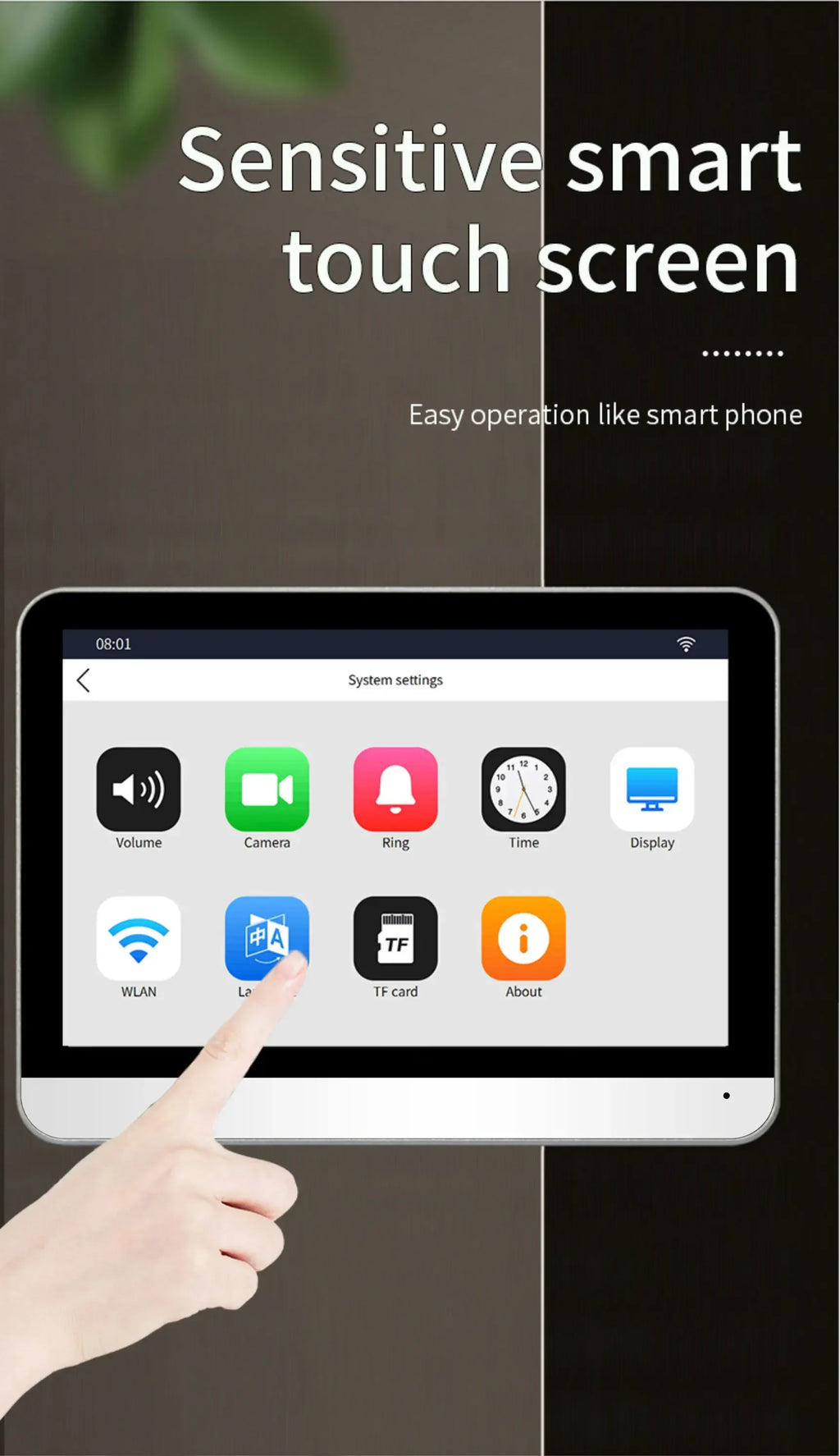 Sonnette vidéo sans fil extérieur ANJIELO 1080P WiFi avec caméra, écran tactile de 7 pouces, sans connexion requise