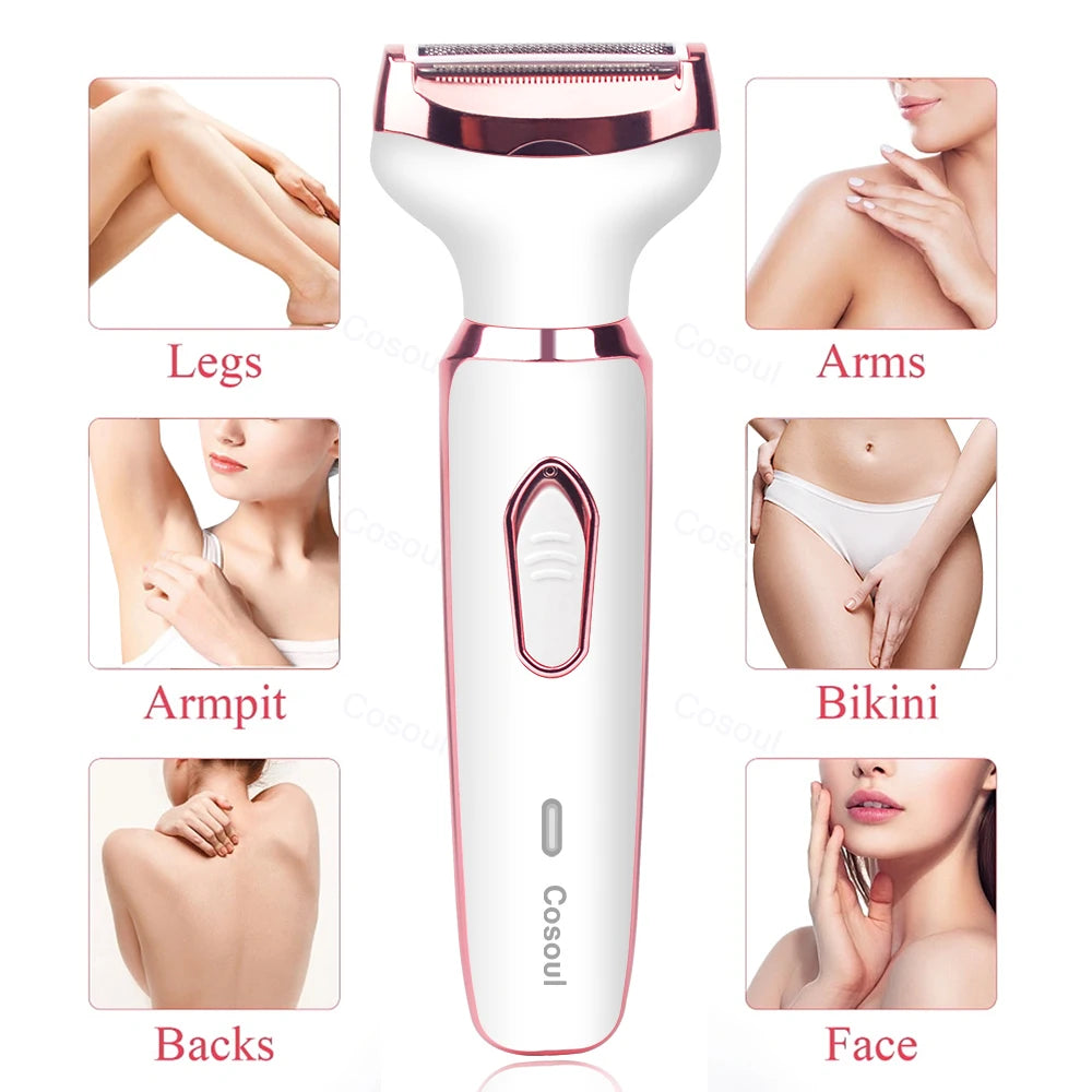Rasoir électrique 4 en 1 pour femmes, rasoir corporel portable et indolore pour aisselles, maillot, soutiens-gorge, jambes, visage et moustache.