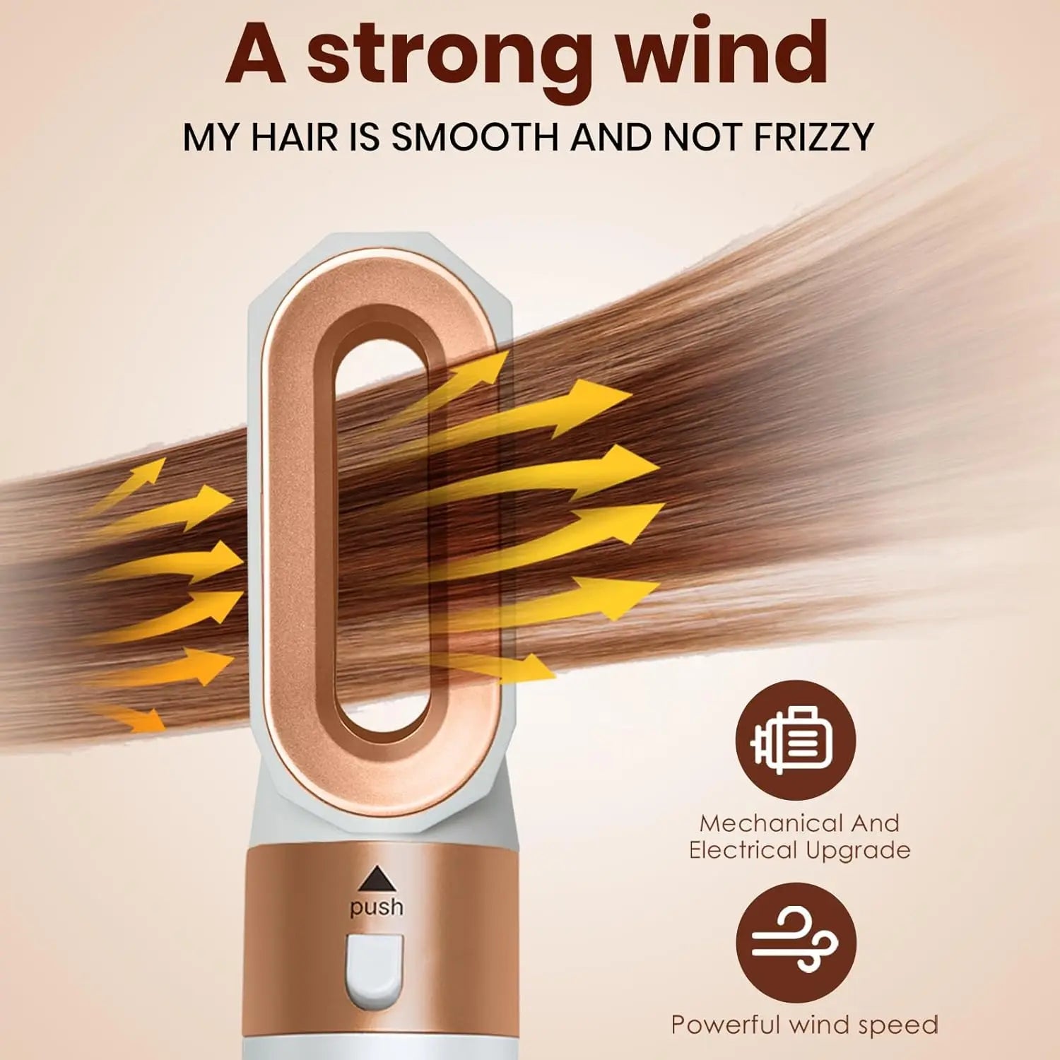 Brosse à air chaud et sèche-cheveux 5 en 1, 110 000 tr/min, ions négatifs, bouclage et lissage