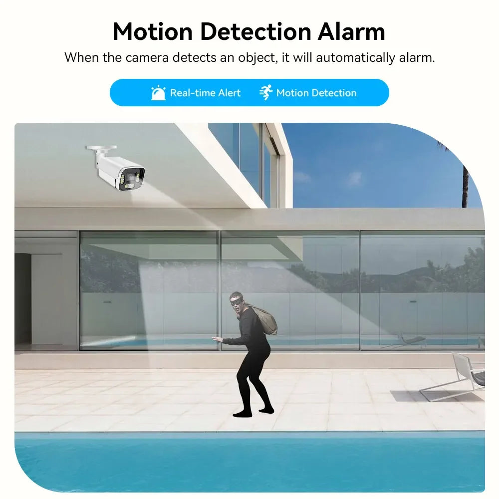 Caméra IP 4K 8MP, caméra extérieure étanche AHD 4MP, audio bidirectionnel, vision nocturne couleur, système de surveillance domestique