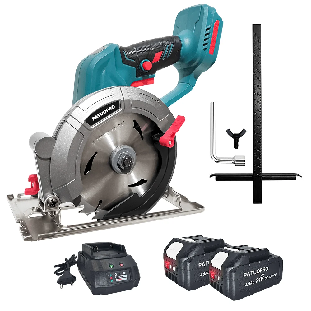 Scie électrique circulaire sans balais PATUOPRO 150 mm, scie électrique portative sans fil de 150 mm (6 pouces), machine à couper le bois pour batterie Makita 18 V