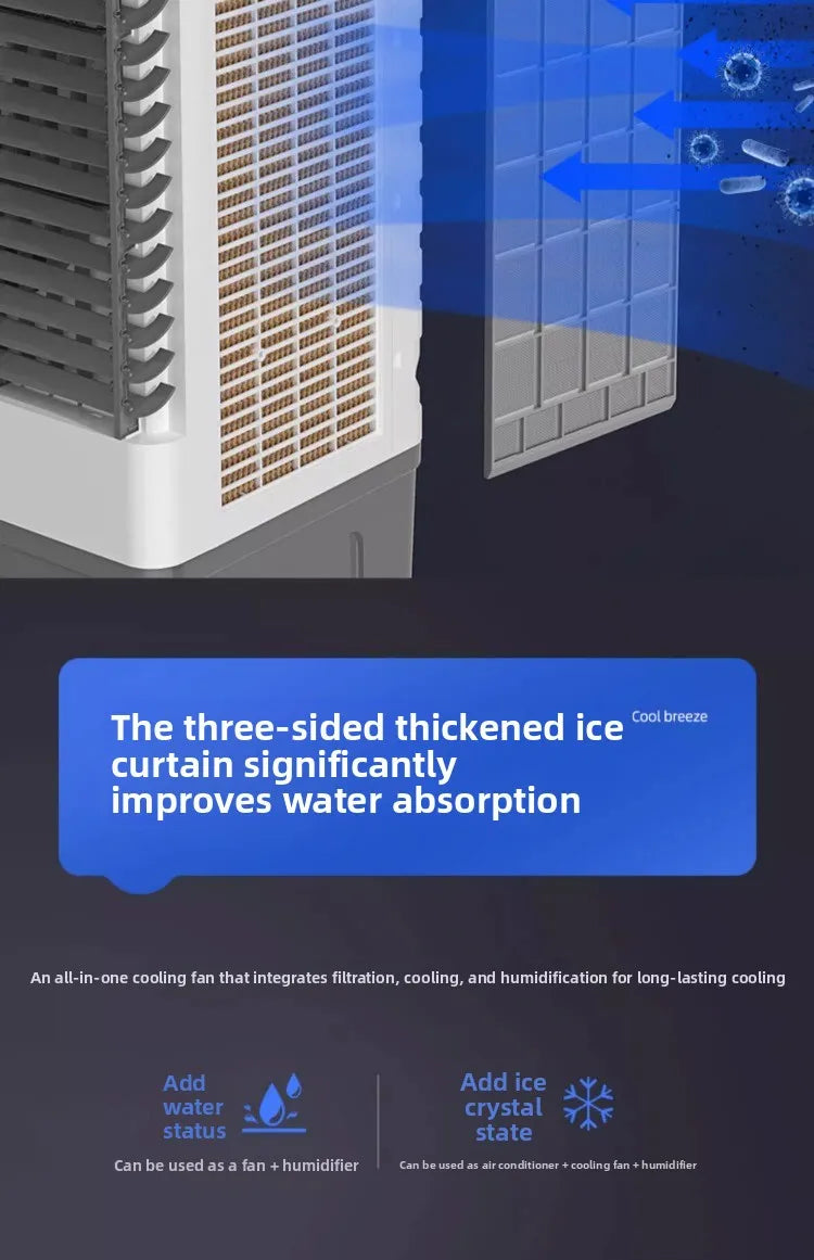 Ventilateur Chigo avec compartiment à glace : refroidissement puissant pour les chaudes journées d'été
