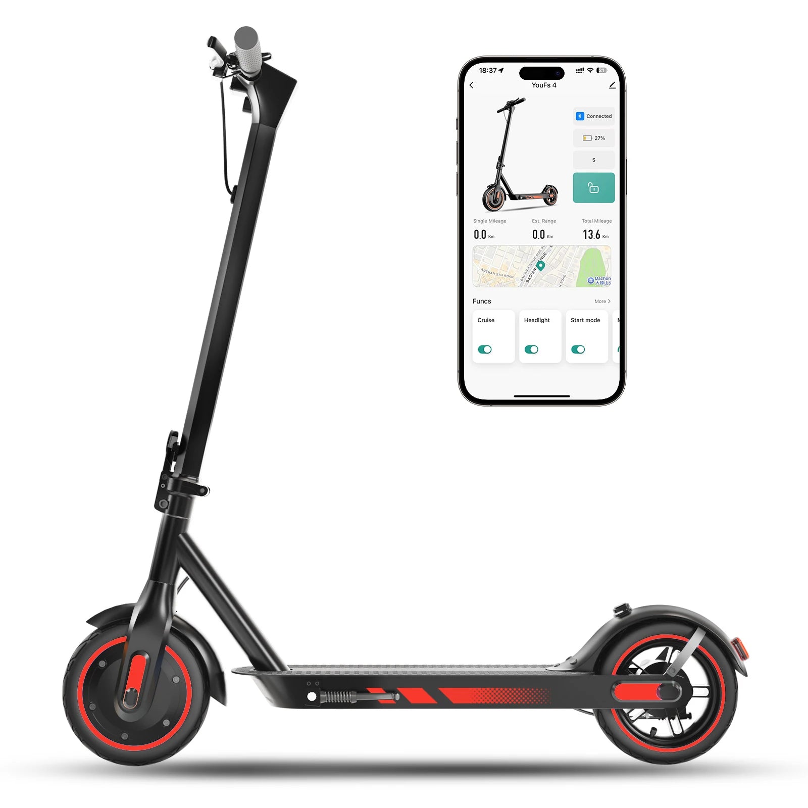 Trottinette électrique HiQiS V10 pliable, batterie 36 V 10,5 Ah, vitesse 40 km/h, autonomie 40-60 km