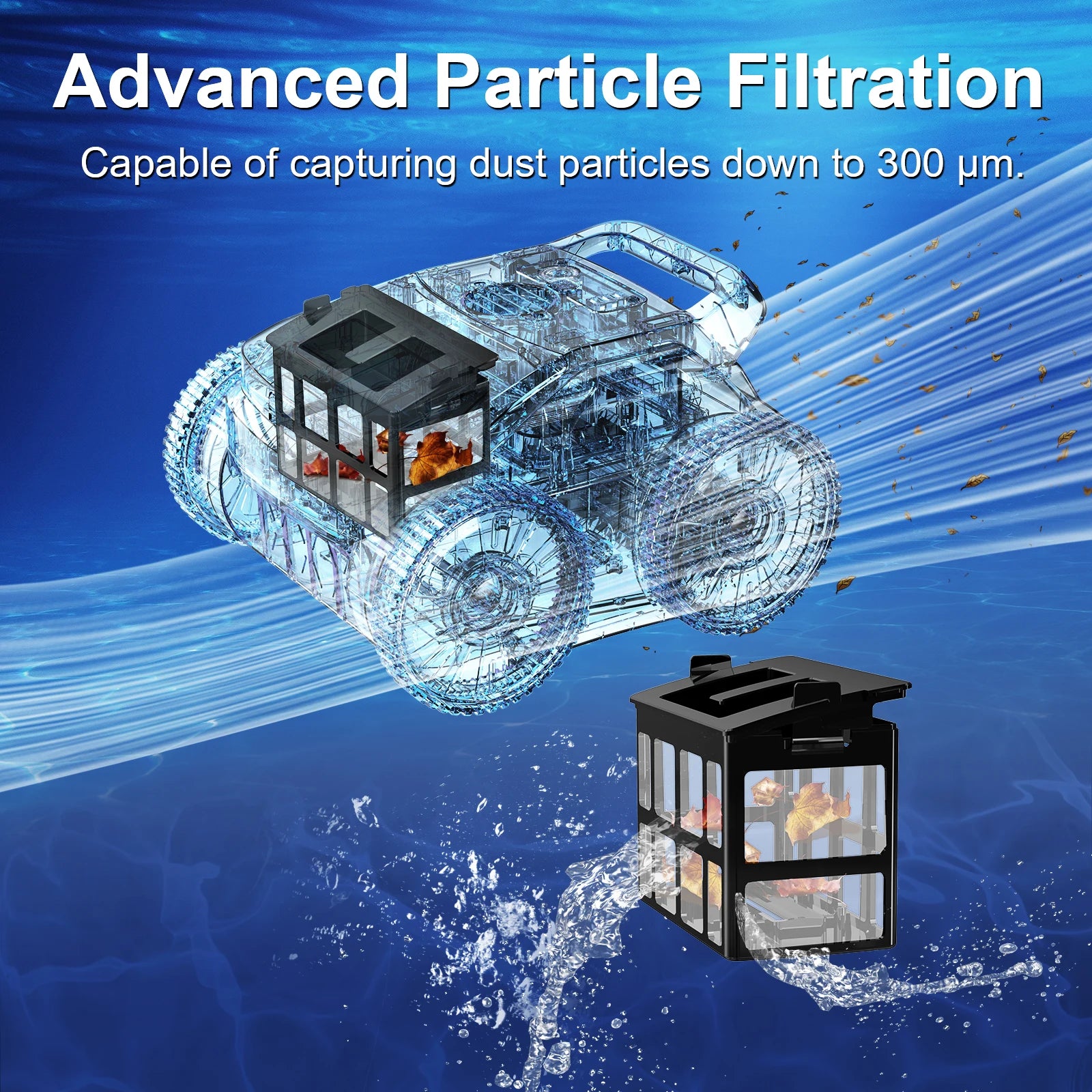 Aspirateur de piscine avec une autonomie jusqu'à 180 minutes, robot nettoyeur de piscine hors sol pour piscines enterrées jusqu'à 185 m² (2000 pi²).