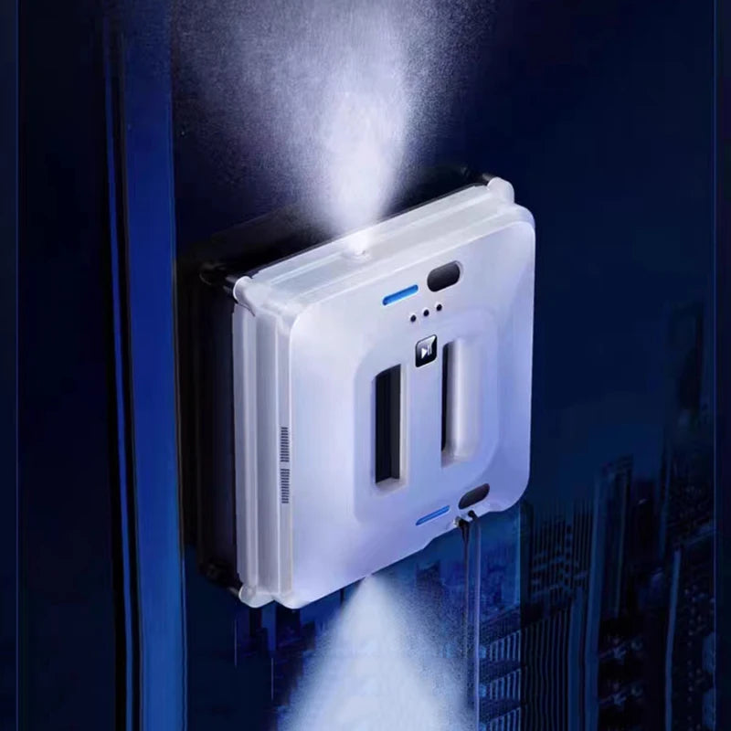 Robot nettoyeur de vitres à double jet d'eau, aspiration puissante automatique, système anti-chute pour le lavage des vitres extérieurs, télécommande