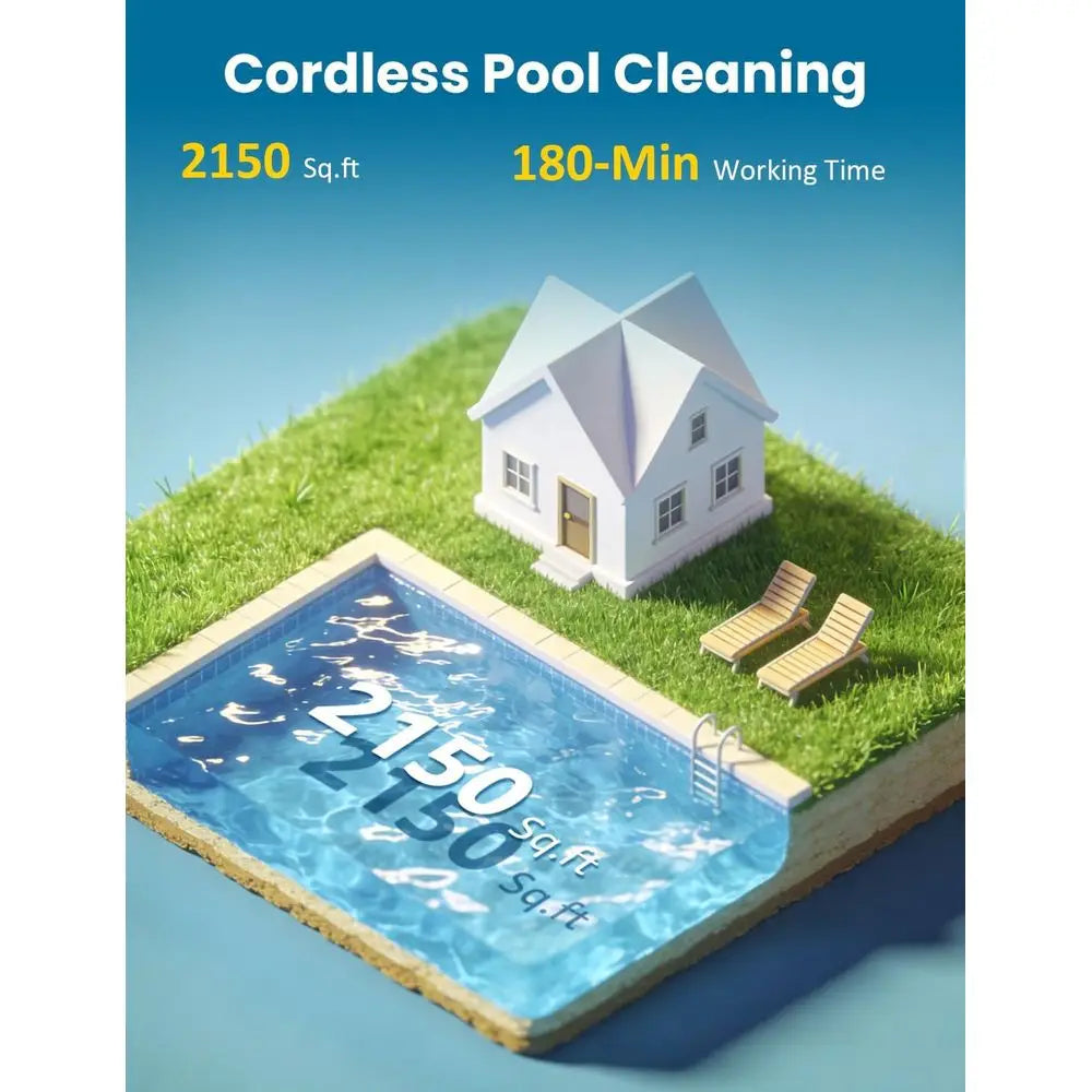 Aspirateur de piscine automatique avec sonar de navigation pour piscines enterrées, autonomie de 180 minutes, couvre jusqu'à 2100 pi² (2026