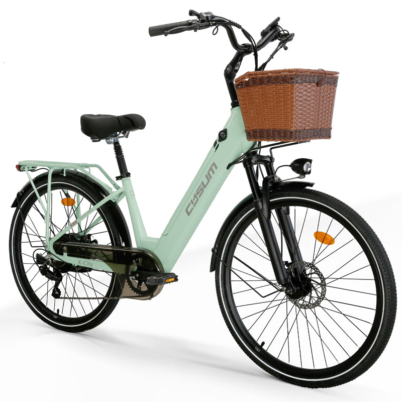 Vélo électrique femme CYSUM X-City - Cadre en aluminium 26 pouces, 250 W, batterie 10 Ah, vitesse maximale 25 km/h, homologué FR